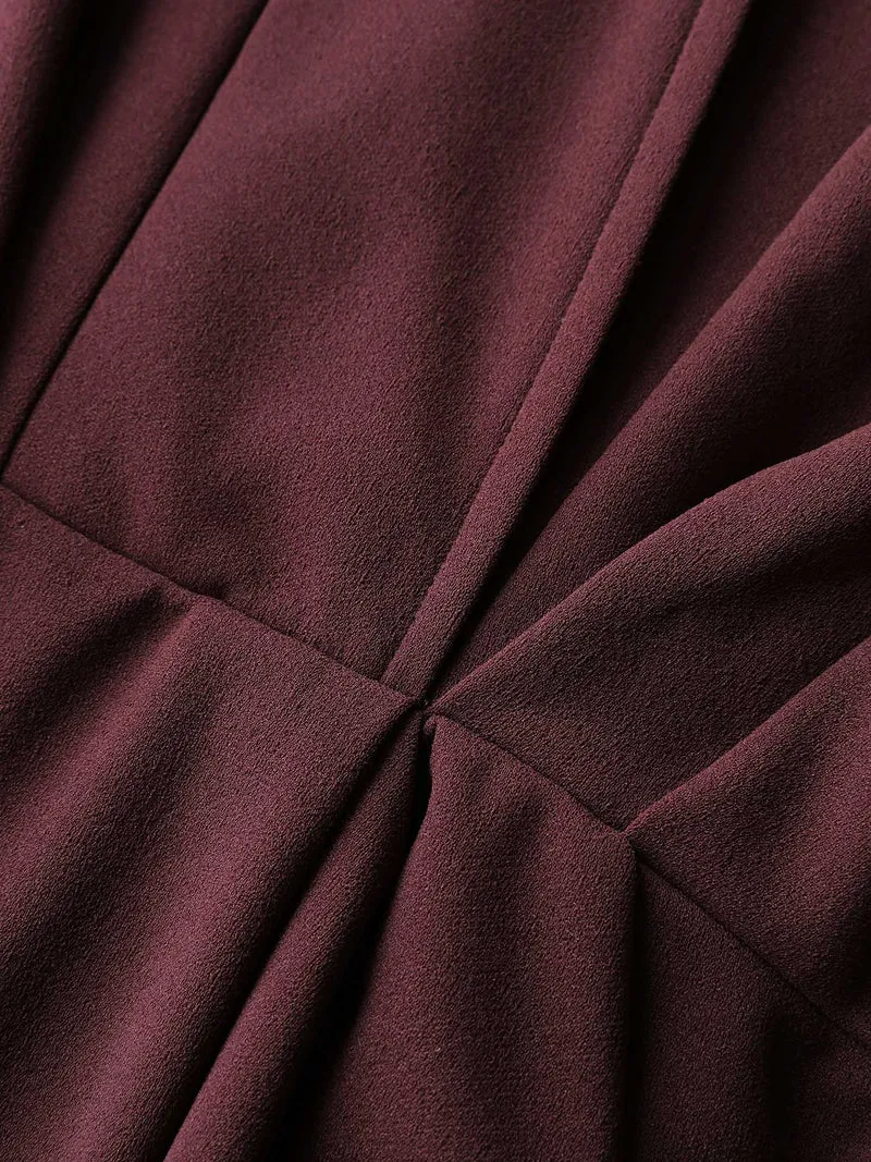 Drapey Ruched V-Neck Midi Dress