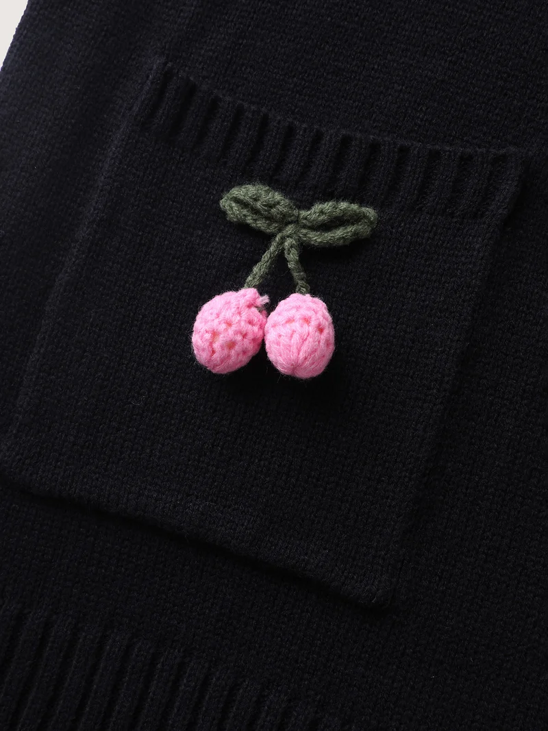 Crochet Floral Front-Open Pockets Knit Cardigan