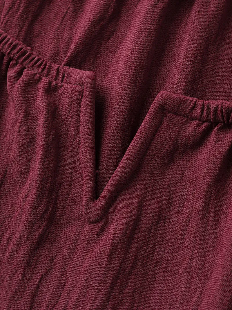 Stretchy Neckline Waist-Cinched Solid Blouse