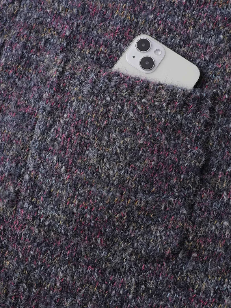 Heather Drop Shoulder Pockets Knit Cardigan