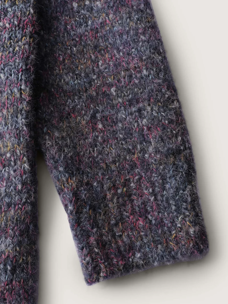 Heather Drop Shoulder Pockets Knit Cardigan