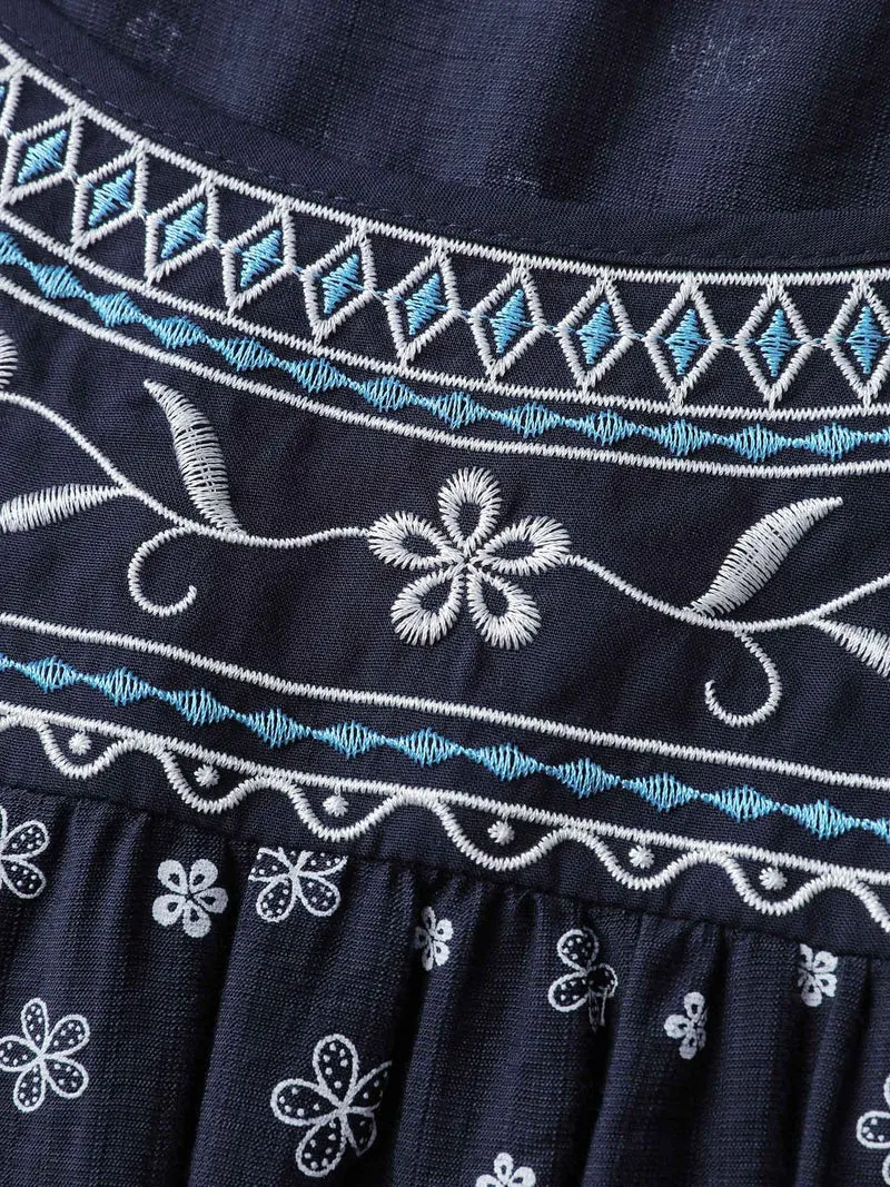 Supersoft Embroidered Ruffled Hem Blouse
