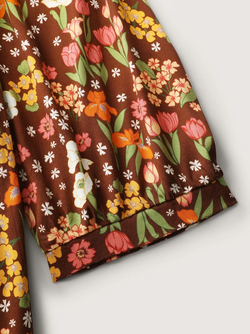 Rayon Floral Print Midi Dress