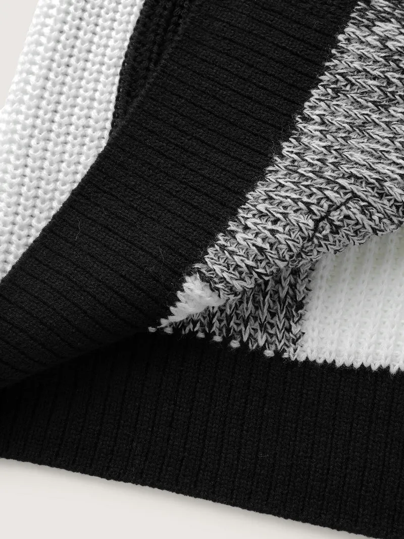 Checkered Heather Textured Open-Front Cardigan
