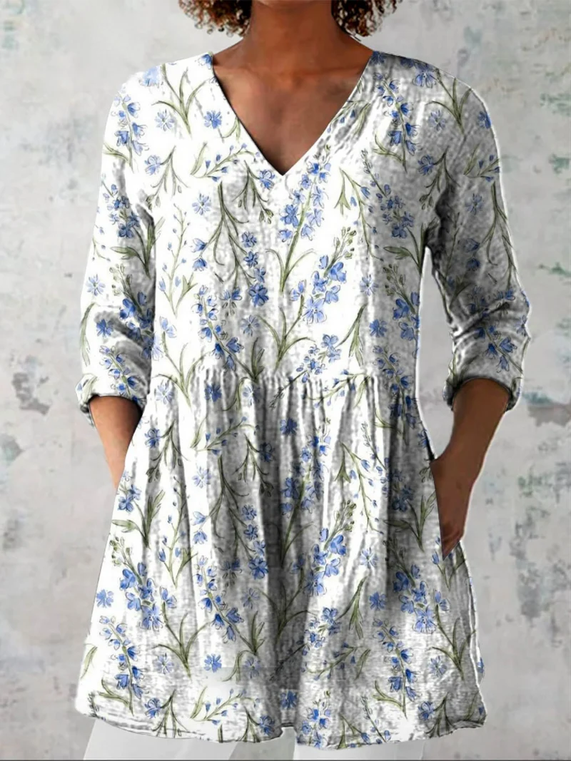 DELACROIX | Blouse Longue Épurée Col V Chloé