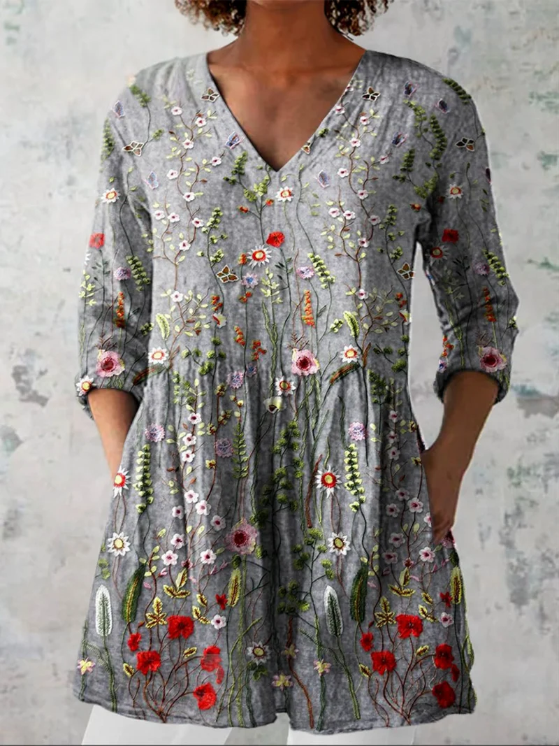 DELACROIX | Blouse Longue Décolleté V Fluide Manon