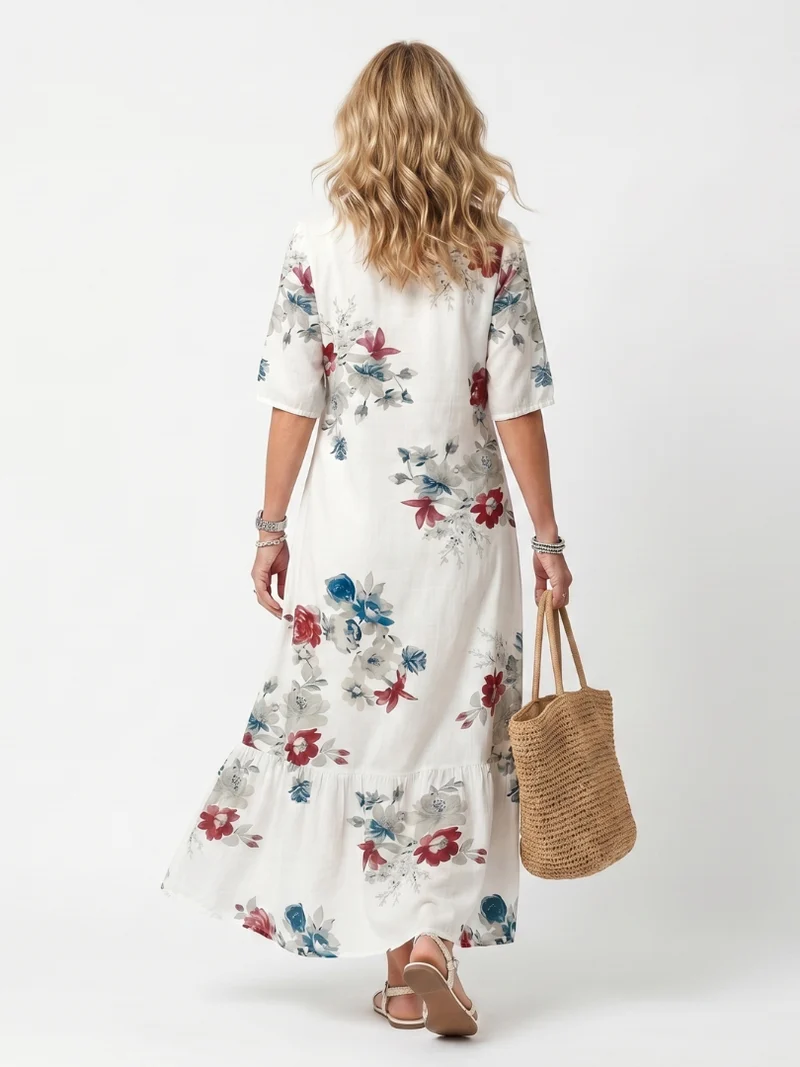 DELACROIX | Robe Midi Fleurie à Pompons Élina