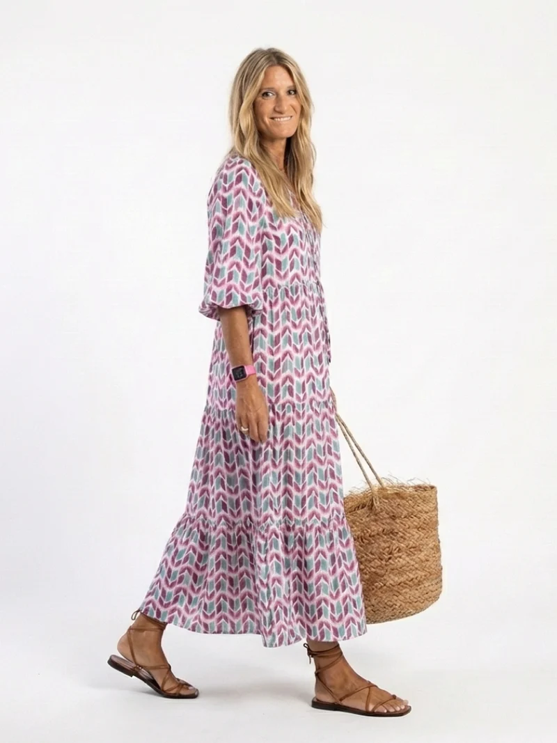 DELACROIX | Robe Midi Géométrique à Volants Léa