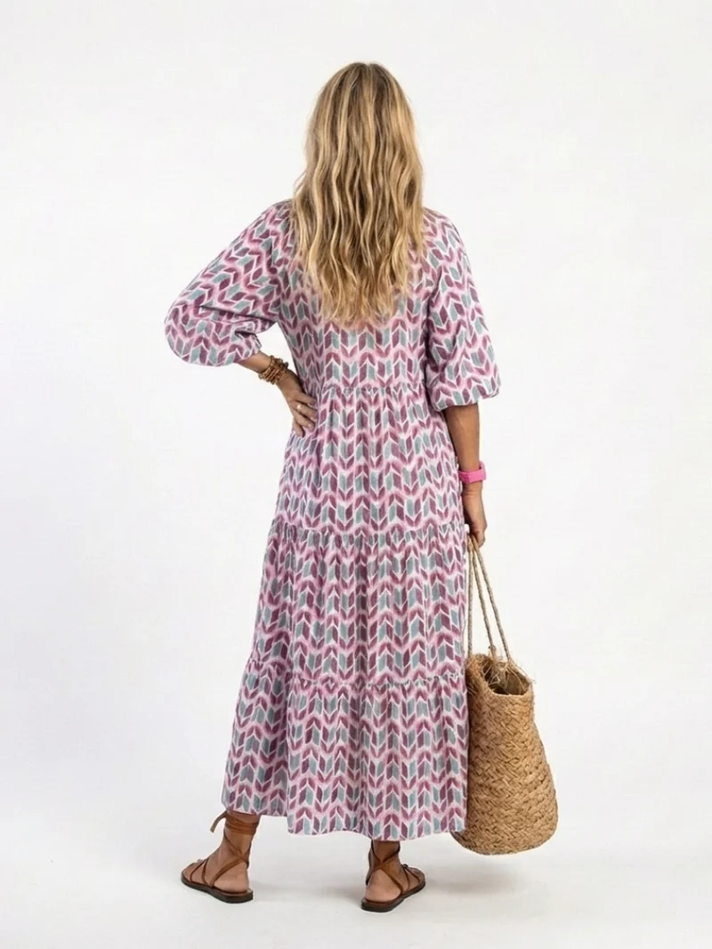 DELACROIX | Robe Midi Géométrique à Volants Léa