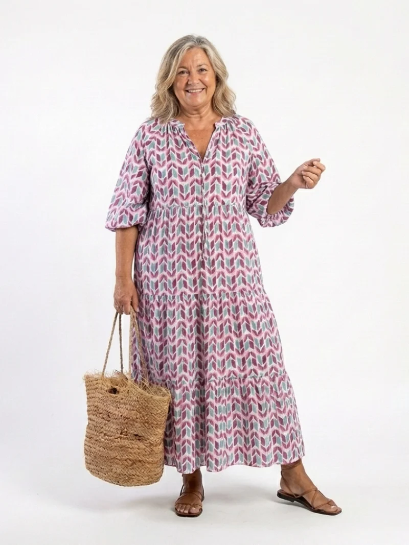 DELACROIX | Robe Midi Géométrique à Volants Léa