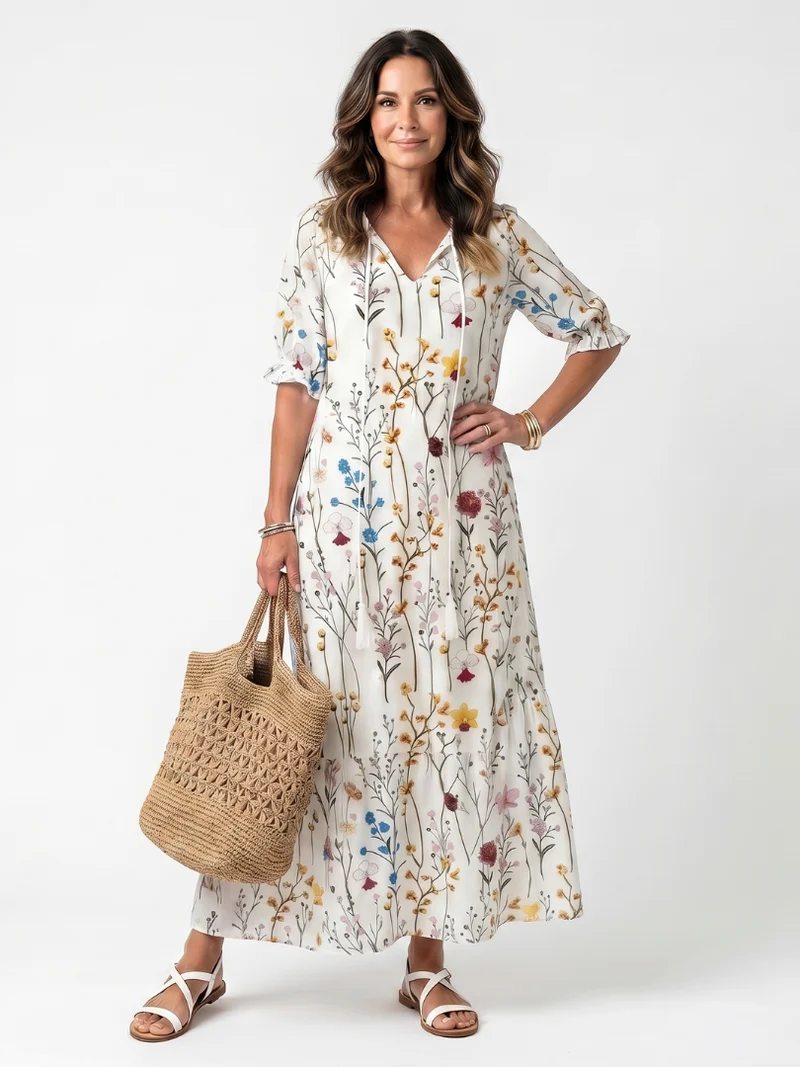DELACROIX | Robe Midi Bohème à Pompons Nathalie