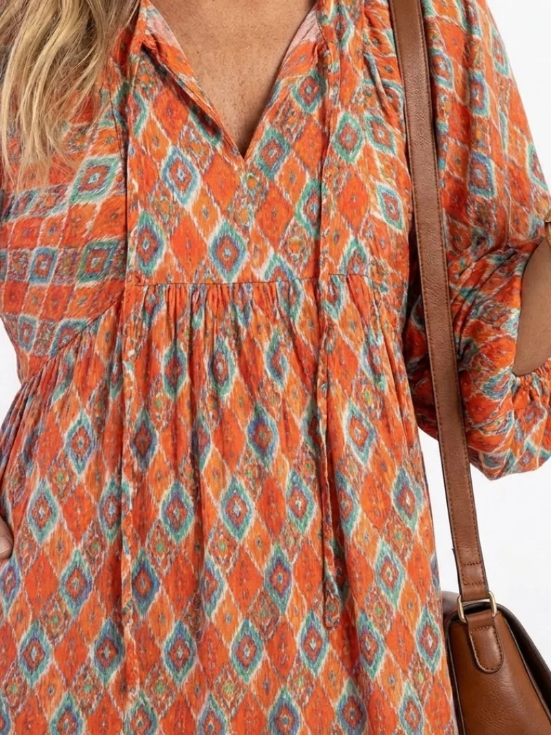 DELACROIX | Robe Midi Géométrique à Volants Chloé