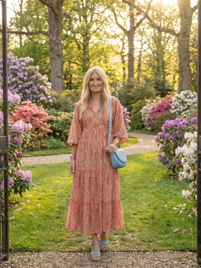 DELACROIX | Robe Midi Géométrique à Volants Chloé