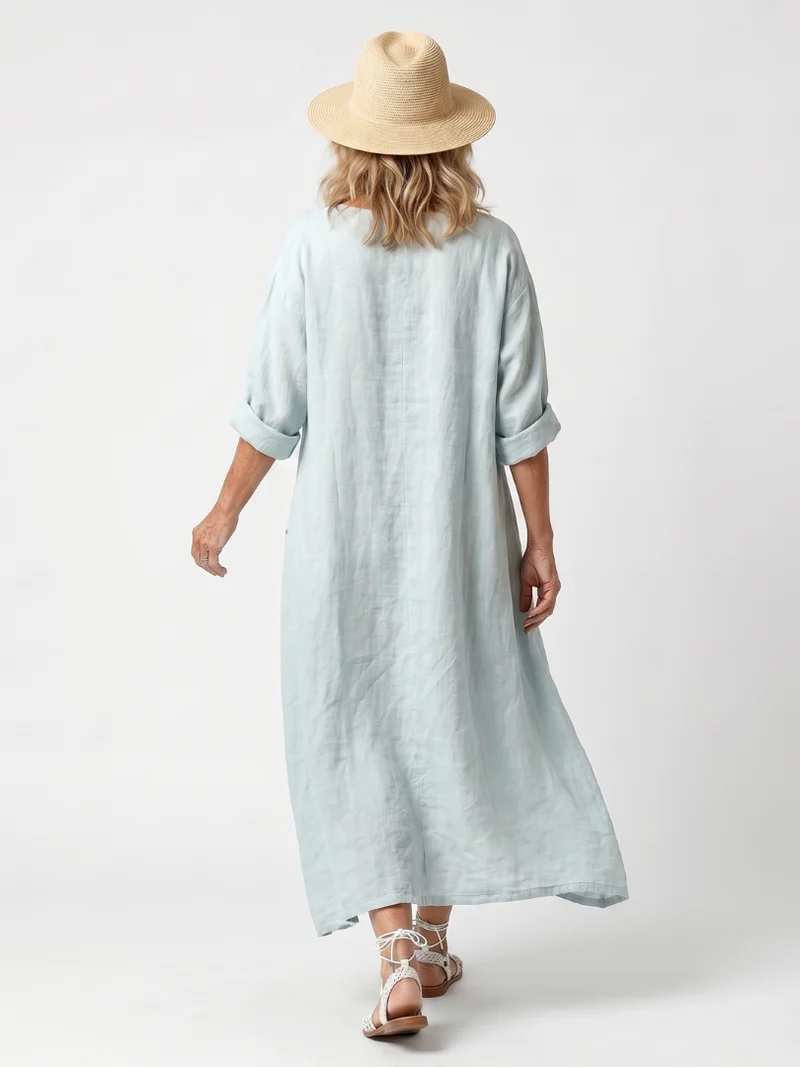 DELACROIX | Robe Midi Brodée à Poches Claire