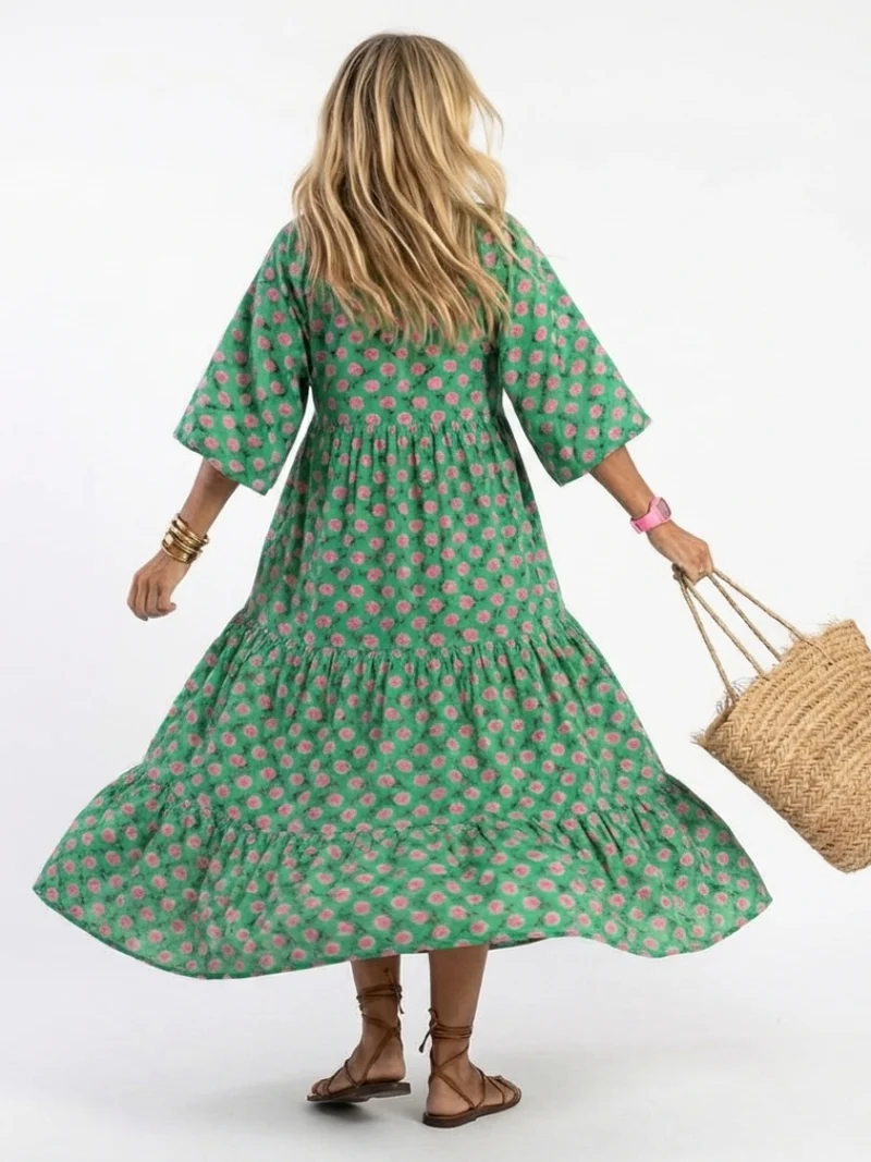 DELACROIX | Robe Midi Fleurie à Volants Camille