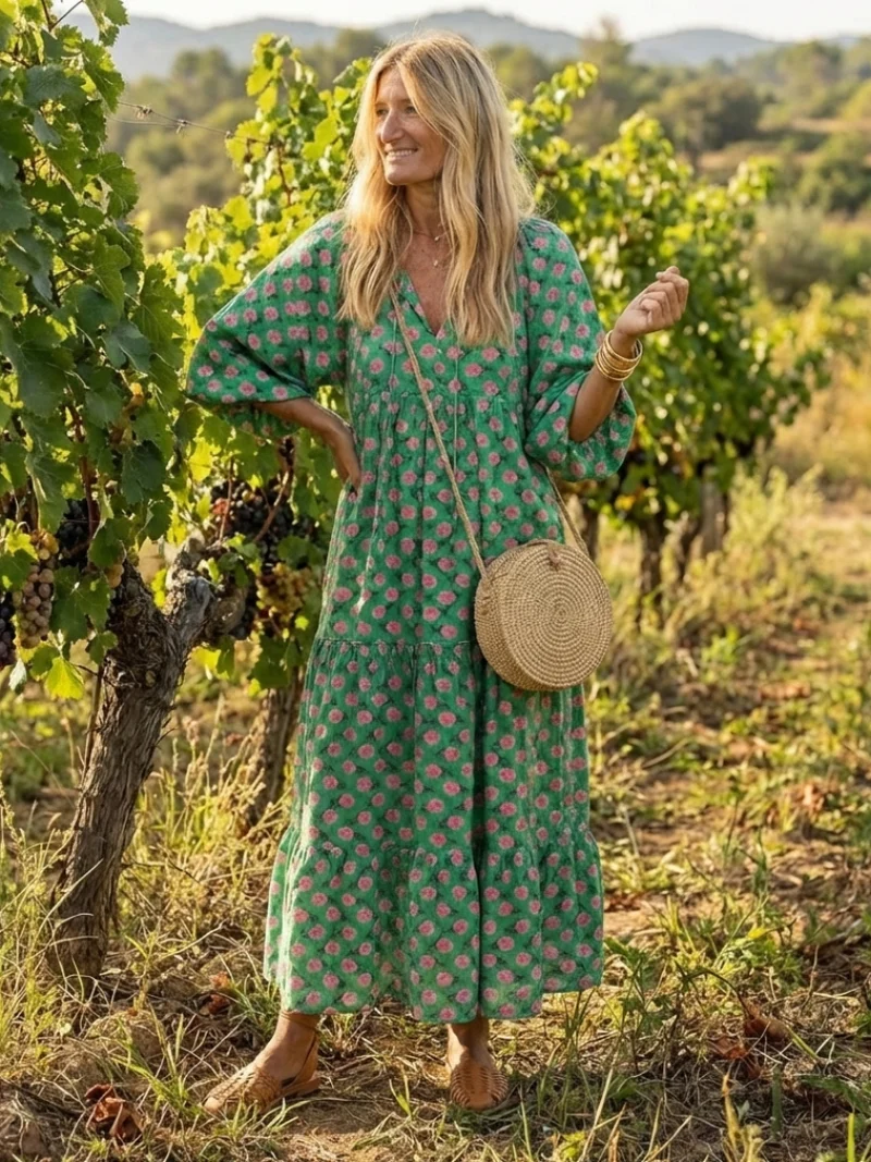 DELACROIX | Robe Midi Fleurie à Volants Camille