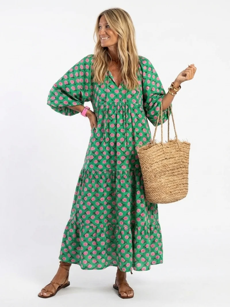 DELACROIX | Robe Midi Fleurie à Volants Camille