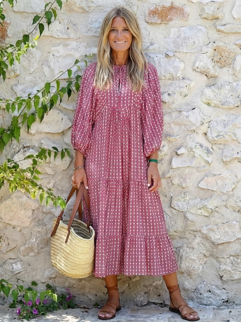 DELACROIX | Robe Midi Géométrique à Nouer Isabelle