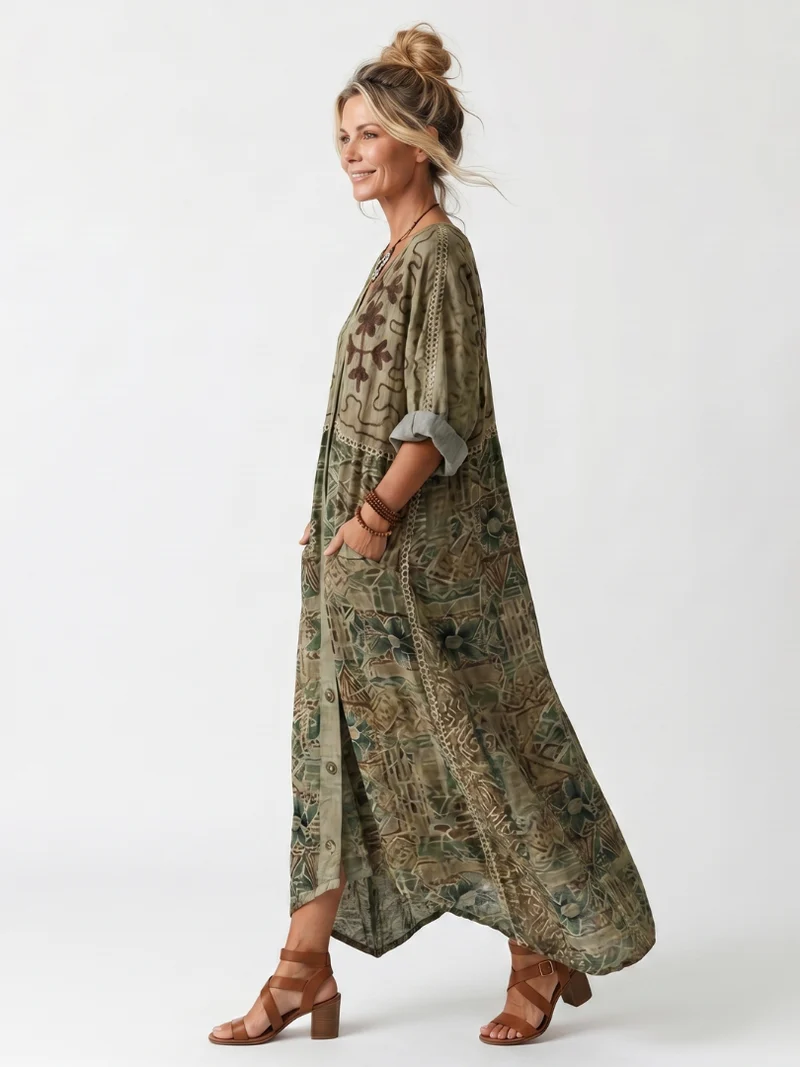 DELACROIX | Robe Midi Brodée Boutonnée Monique