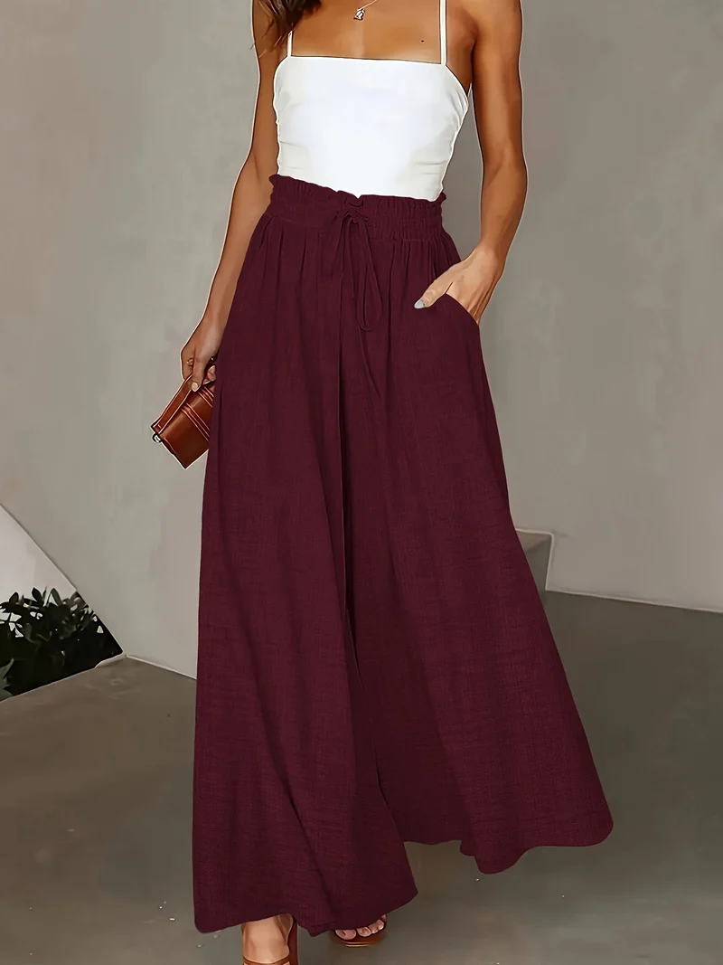 Brigitte | Pantalon Large Fluide à Taille Ajustable