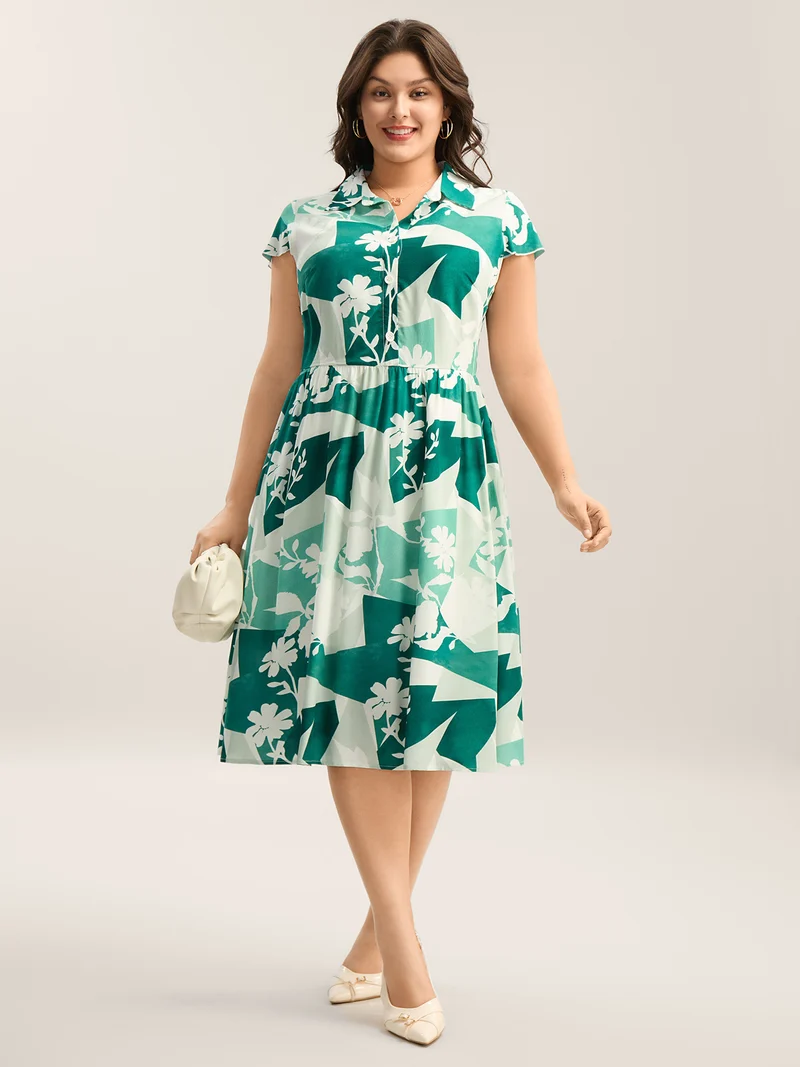 Serene Floral Print Pockets Midi Dress