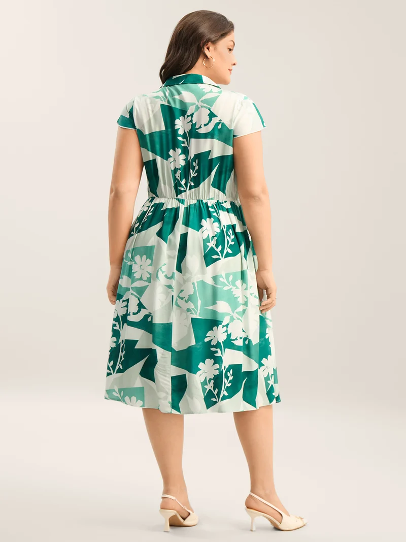 Serene Floral Print Pockets Midi Dress