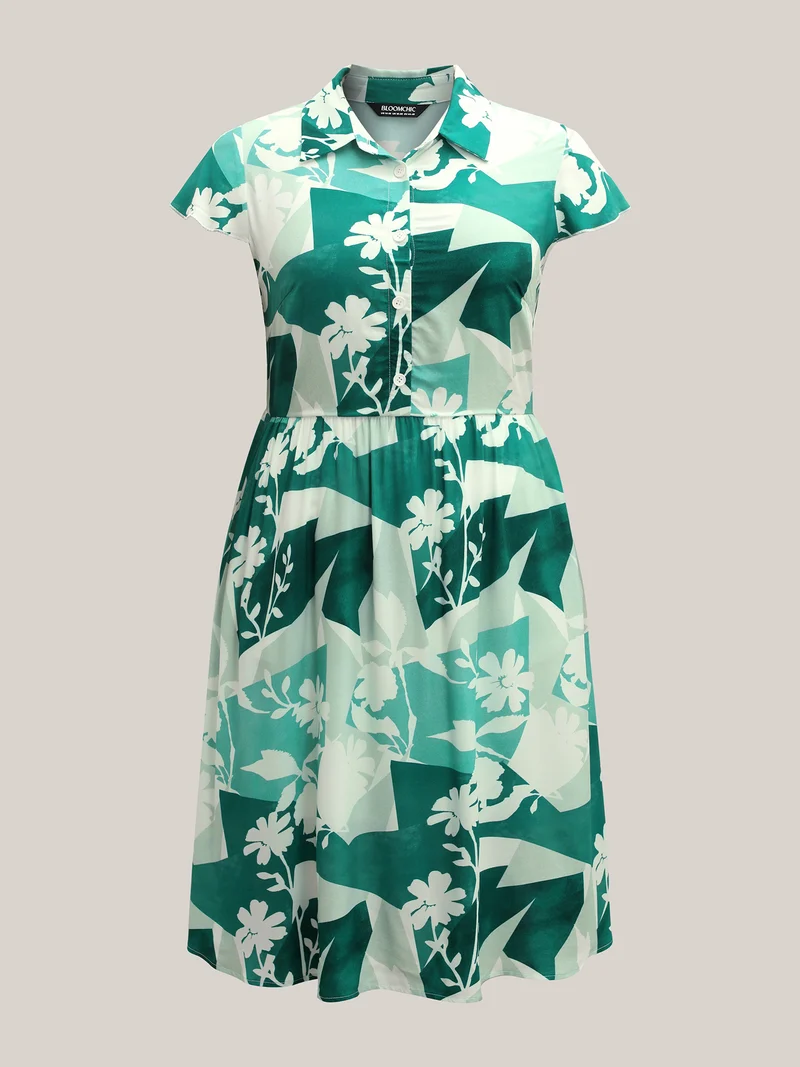 Serene Floral Print Pockets Midi Dress