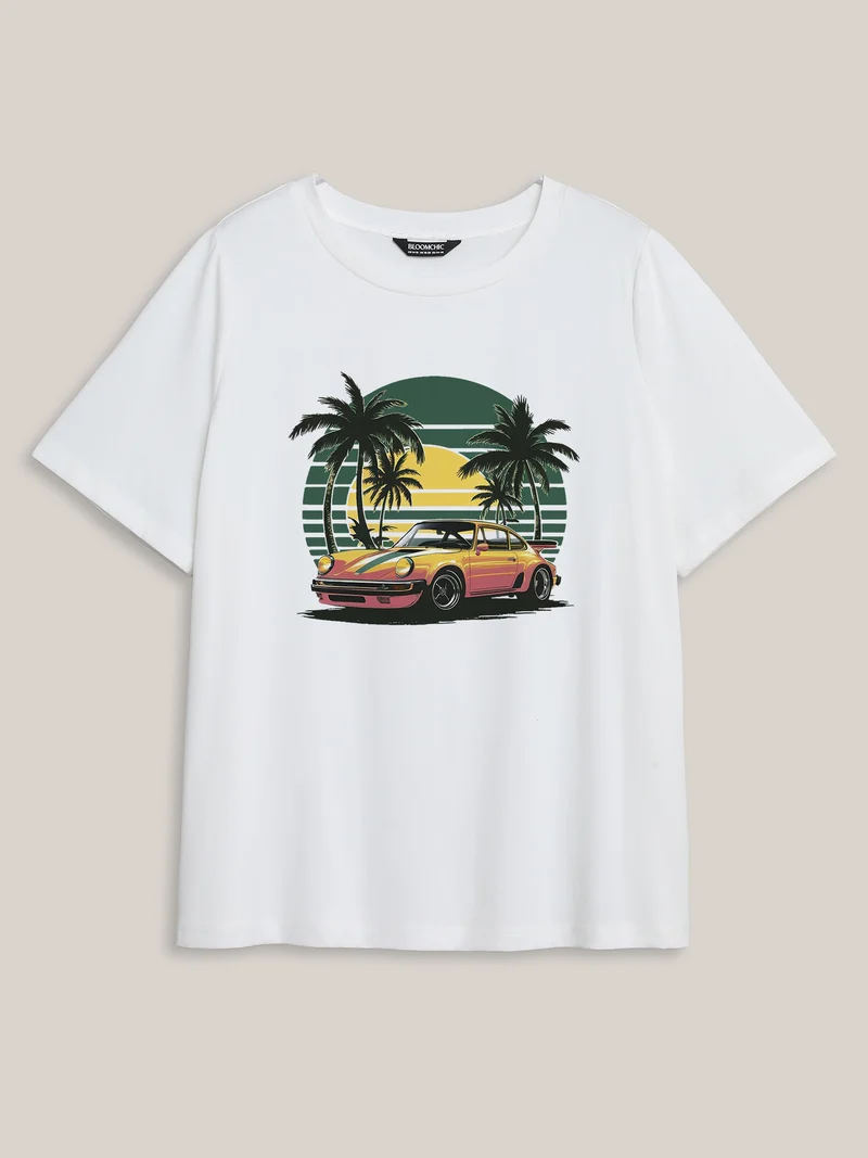 Resort Ready Pattern Round Neck T-Shirt