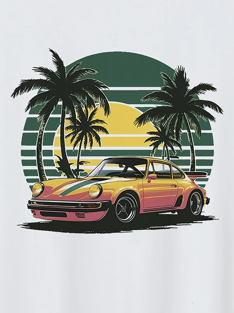 Resort Ready Pattern Round Neck T-Shirt