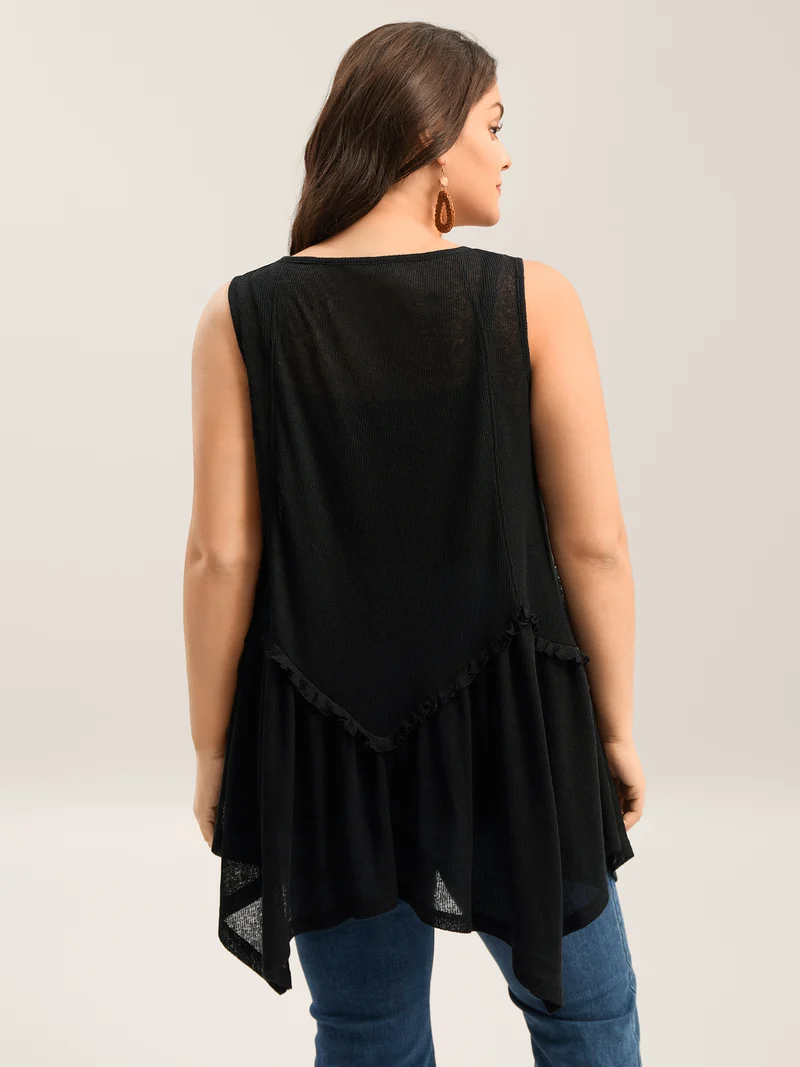 Heather Stretchy Sheer High Low Hem Top