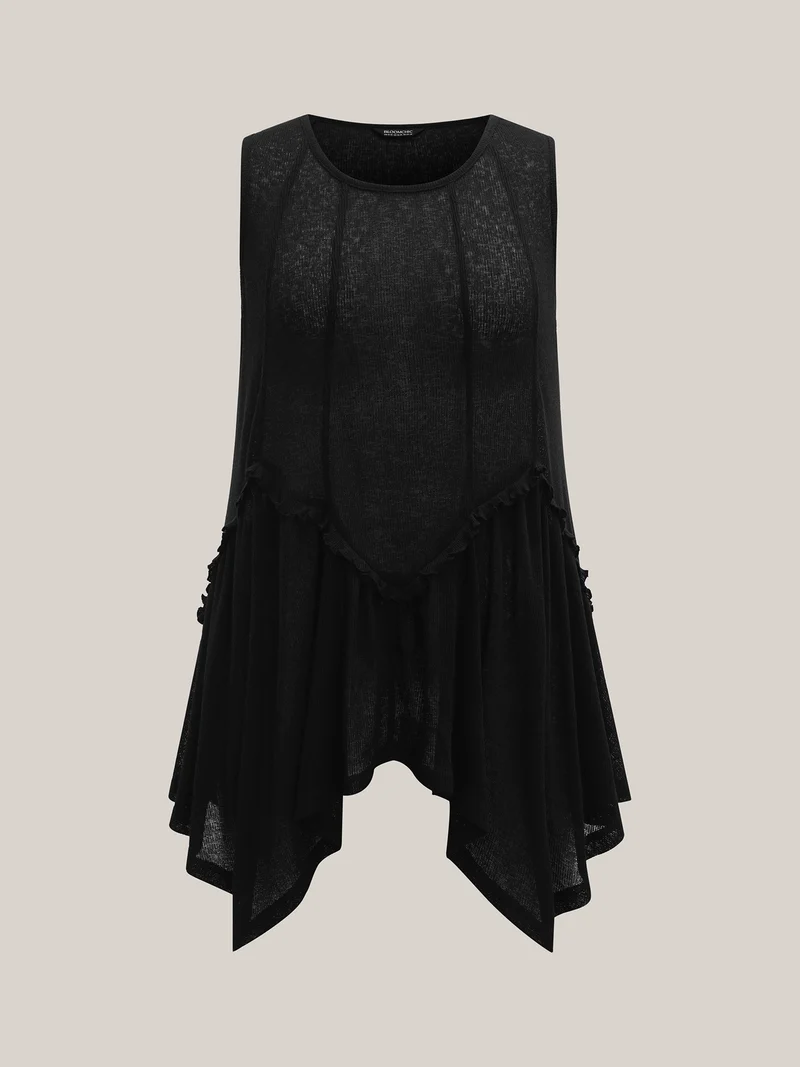 Heather Stretchy Sheer High Low Hem Top