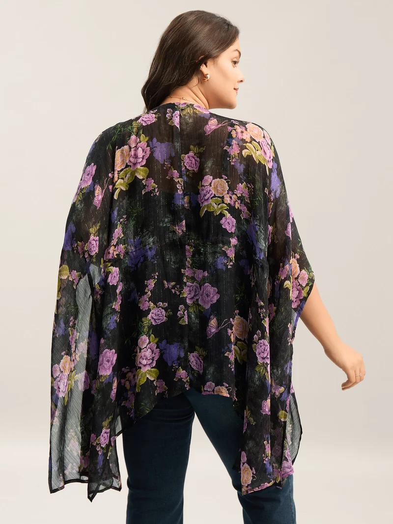 Gold Silver Wire Mesh Drawstring Kimono