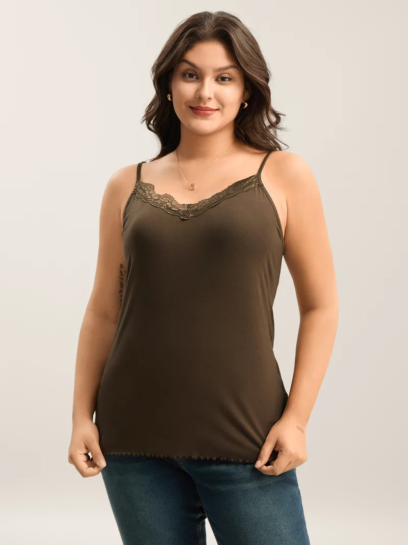Modal Lace Detail Fitted Tank Top