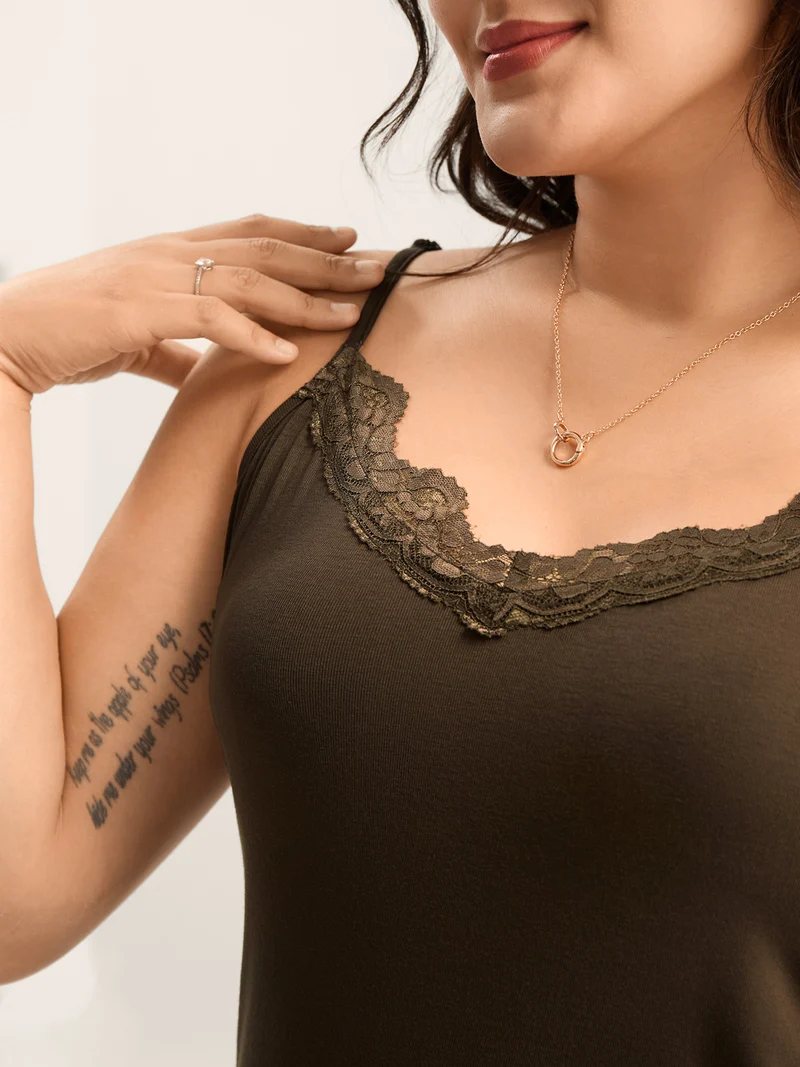 Modal Lace Detail Fitted Tank Top