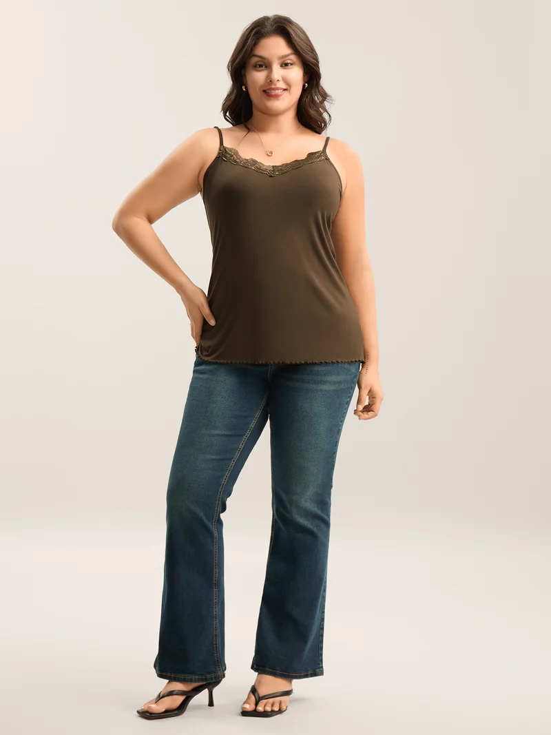 Modal Lace Detail Fitted Tank Top