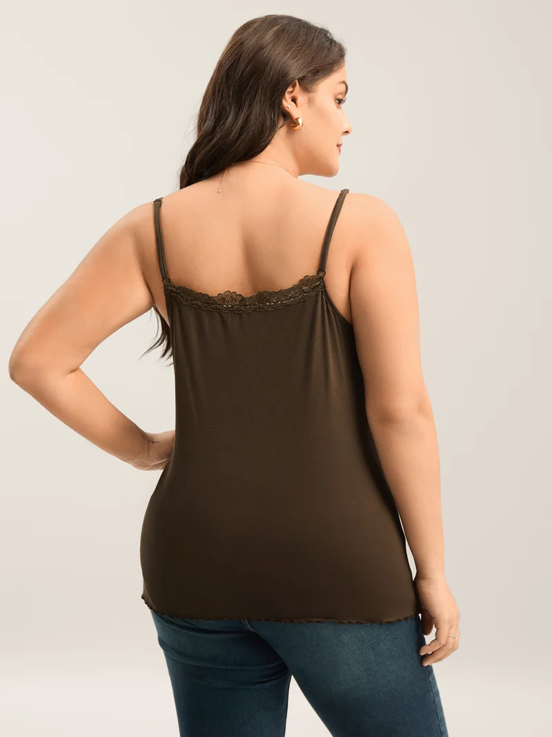 Modal Lace Detail Fitted Tank Top