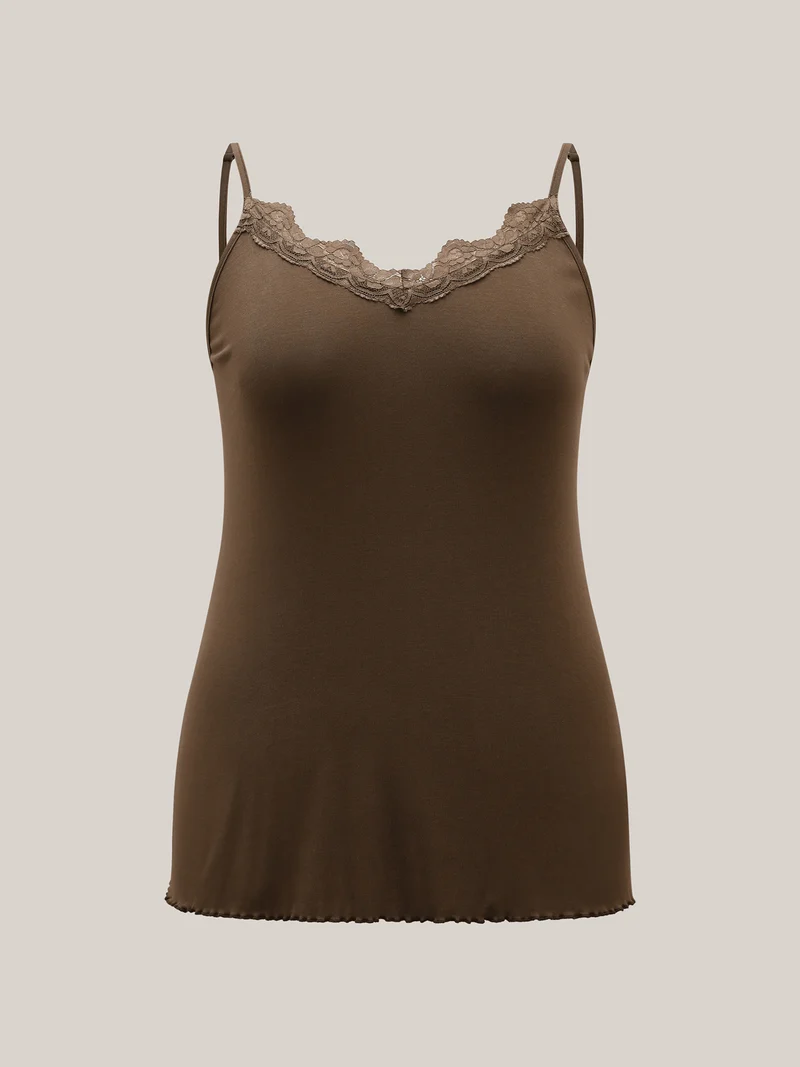 Modal Lace Detail Fitted Tank Top
