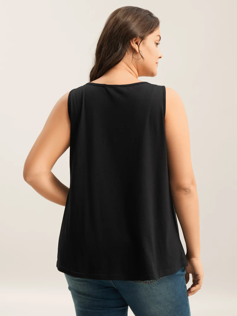 Floral Print Spliced Curvy Tank Top