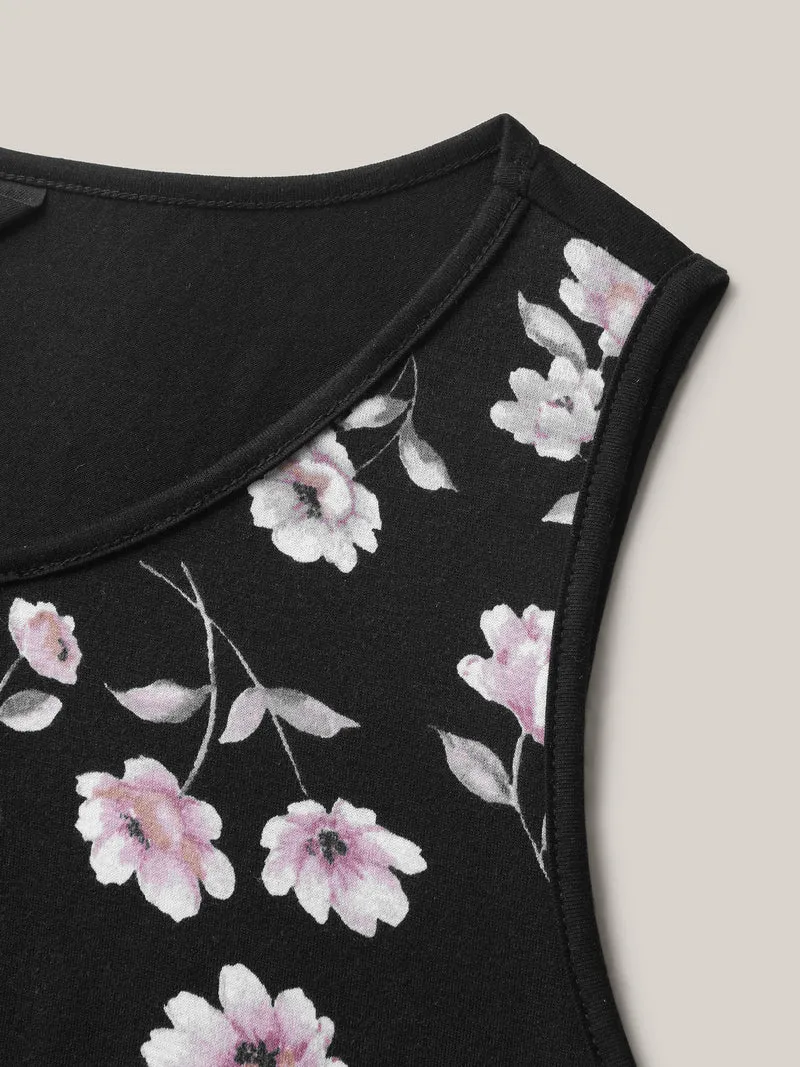 Floral Print Spliced Curvy Tank Top