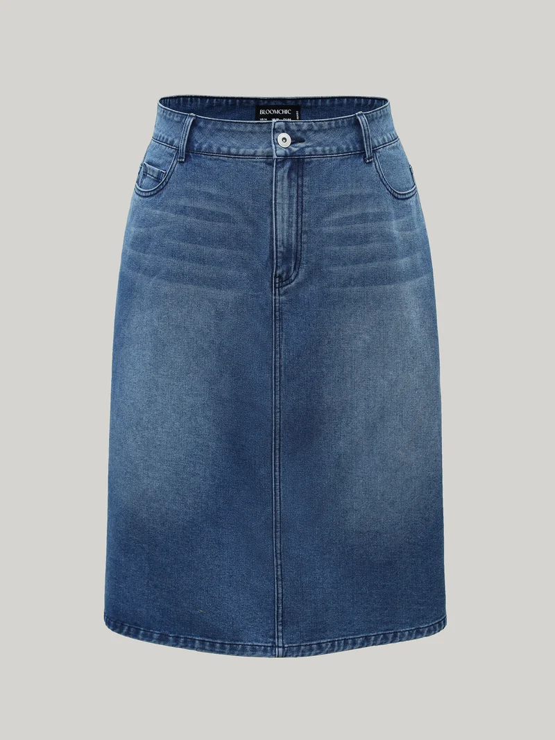 A-Line Midi Denim Skirt