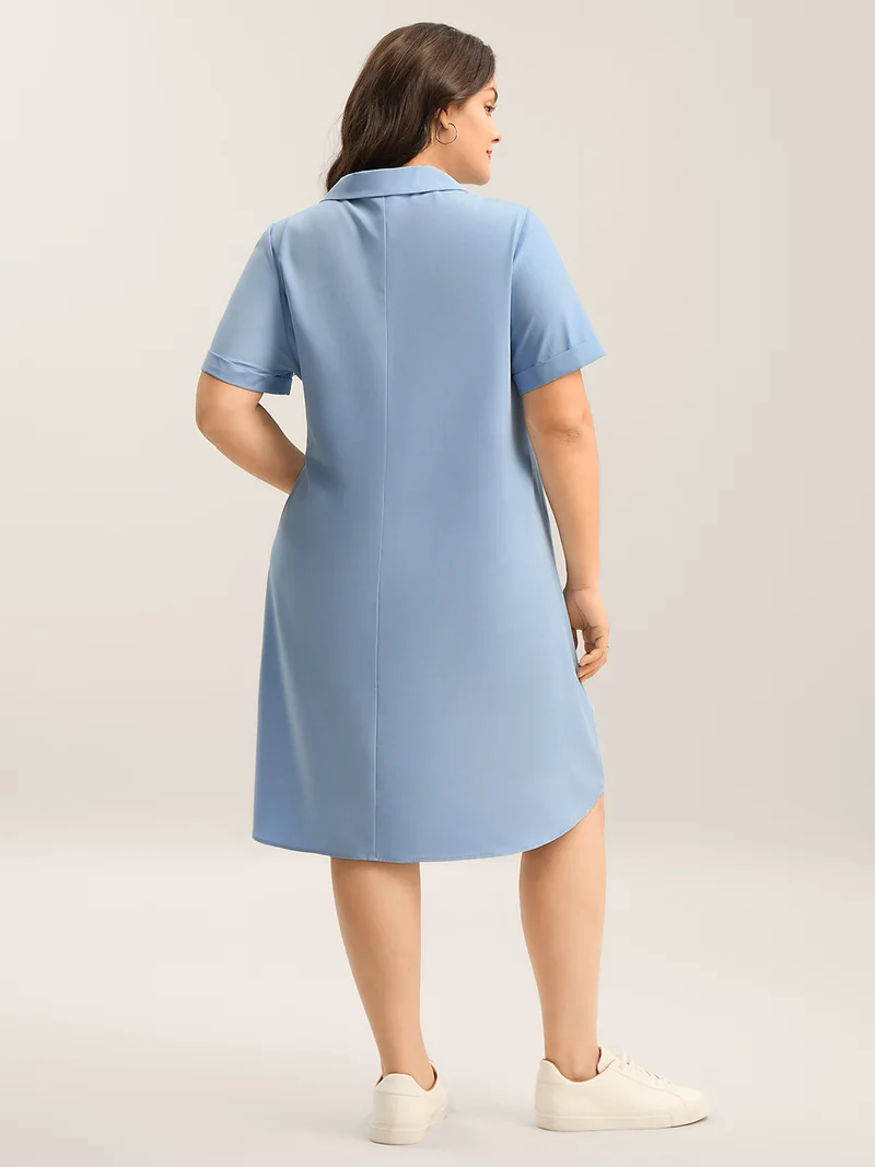 Woven Knotted Solid Shirt Dress