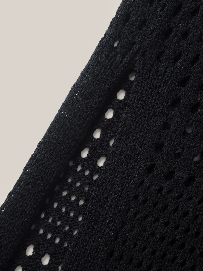 Cut-Out Textured Buttons Swim Cover-Up