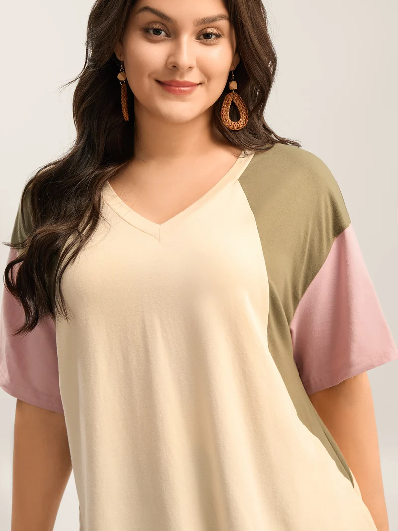 Pure Cotton Color Contrast T-Shirt