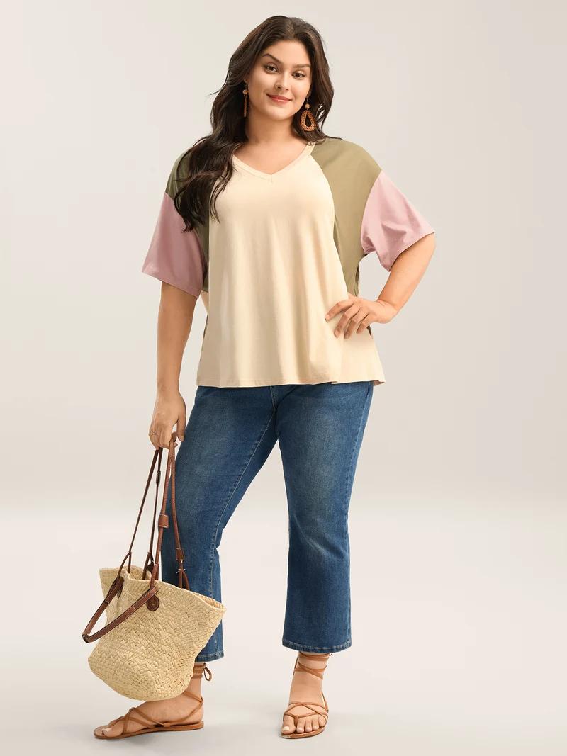Pure Cotton Color Contrast T-Shirt