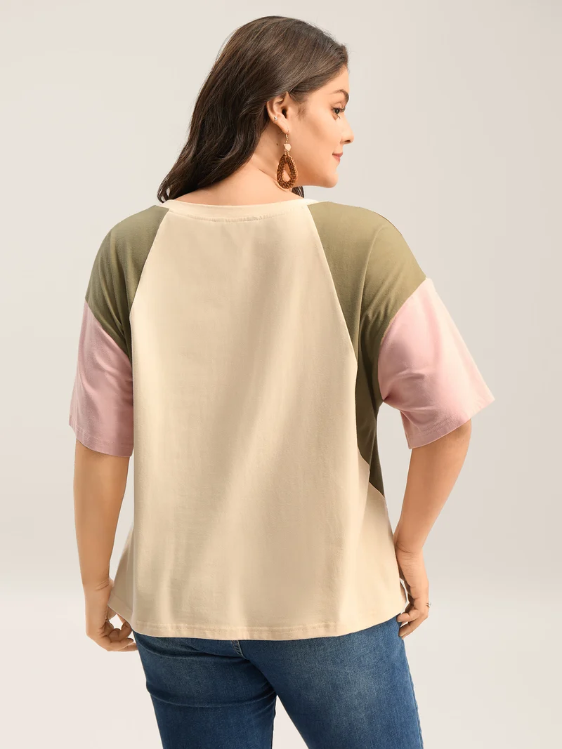 Pure Cotton Color Contrast T-Shirt