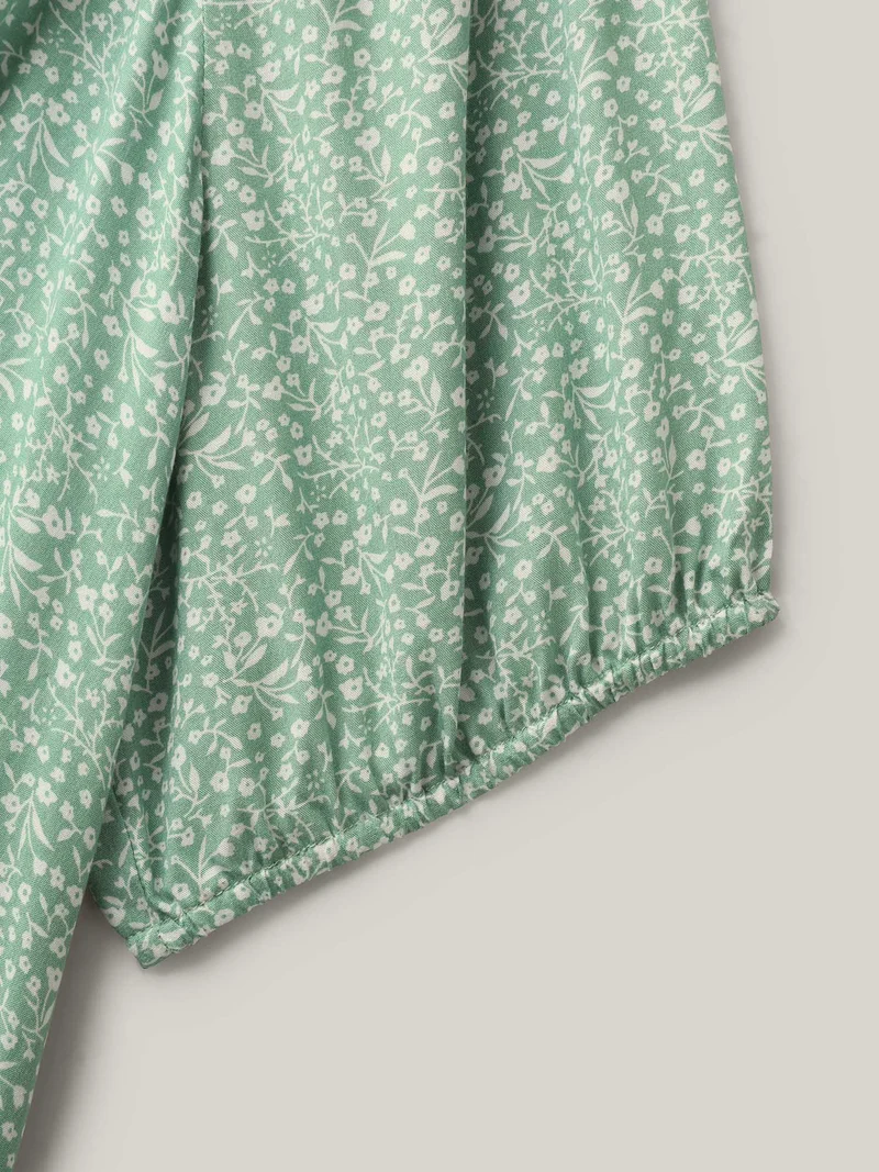 Floral Print Square Neck Relaxed Blouse