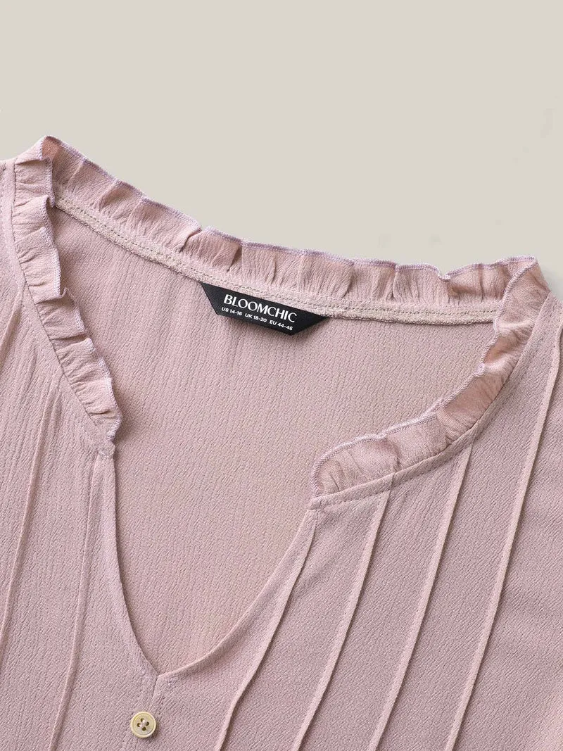 Toothpick Pleat Button Detail Sleeveless Top