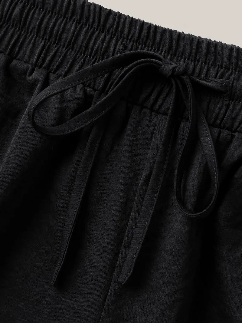 Color Contrast Detail Wide-Leg Pants