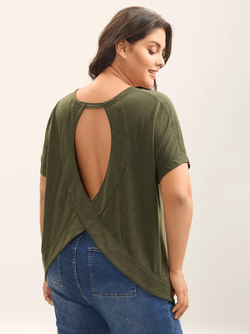 Backless Plain Flowy T-Shirt