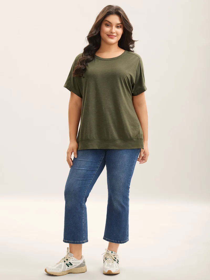 Backless Plain Flowy T-Shirt